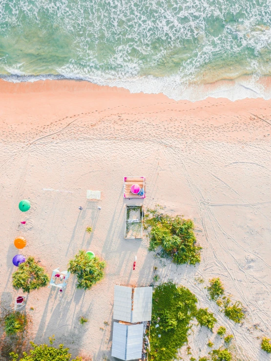 a view from above of an empty beach area