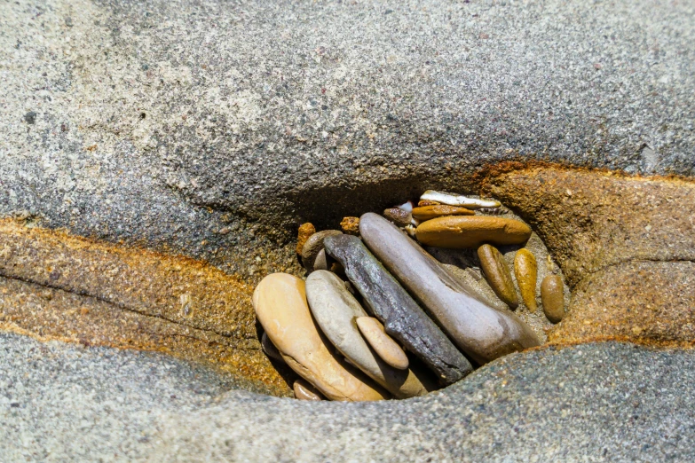 a bunch of items that are in some sand