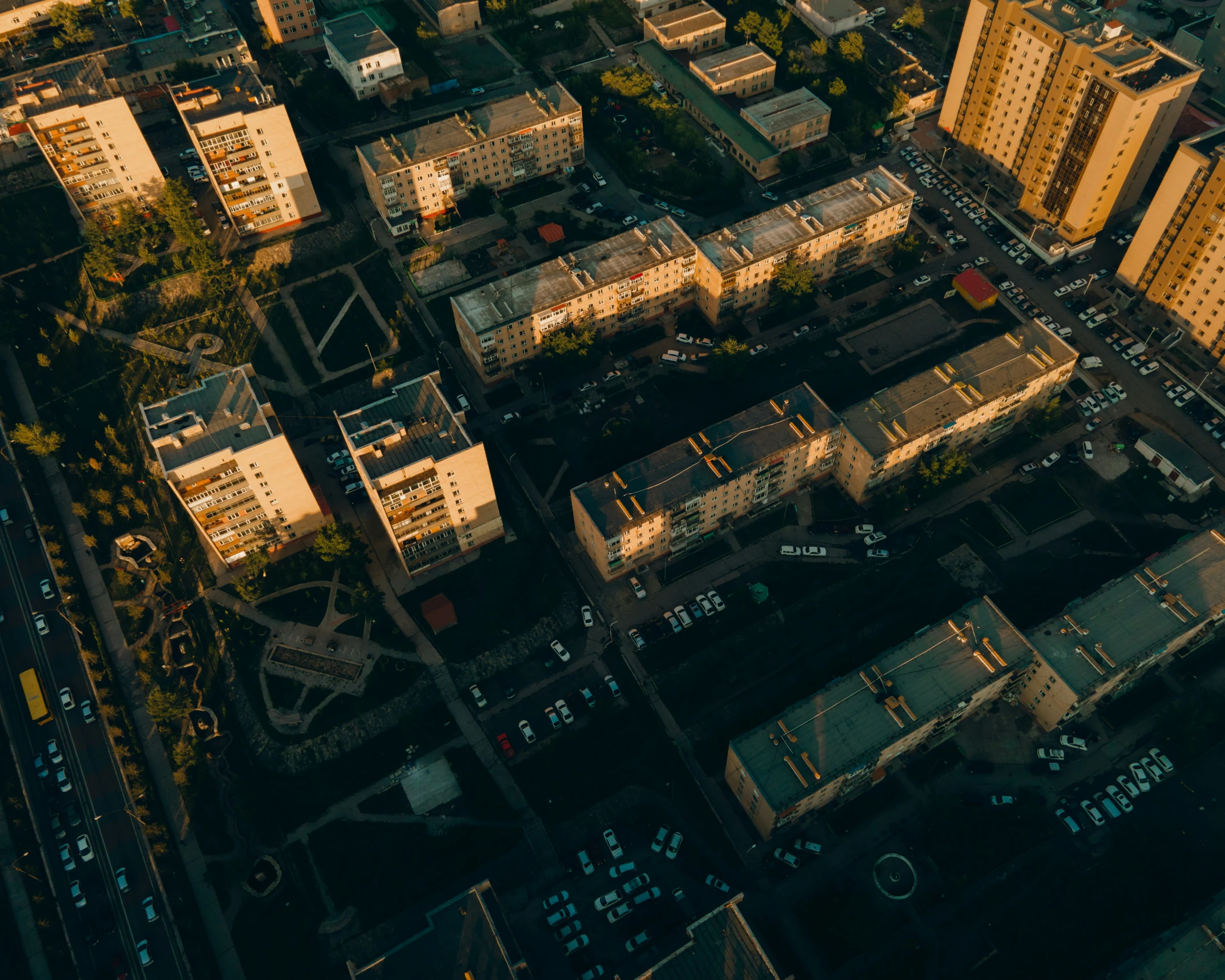 aerial view of a city from above