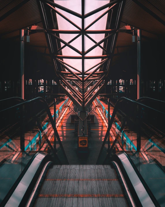 an empty, dimly lit train station, has its door open