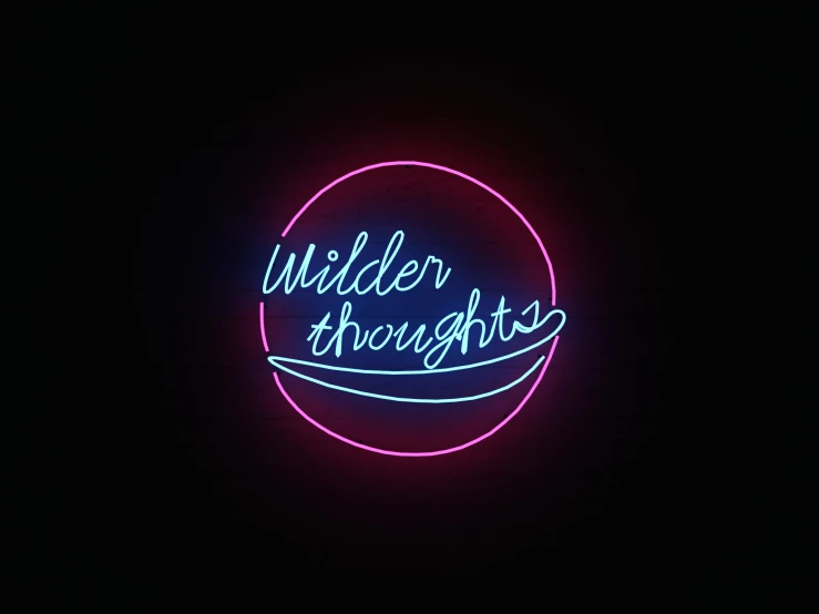 a neon sign that reads wilder through it