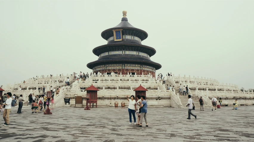 there is a huge temple surrounded by many stairs