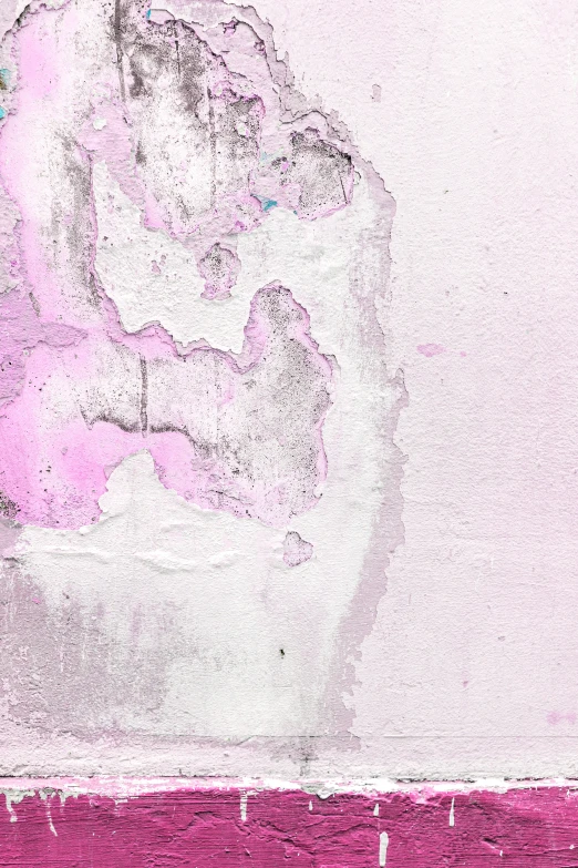 a pink painting that is covered in white paint