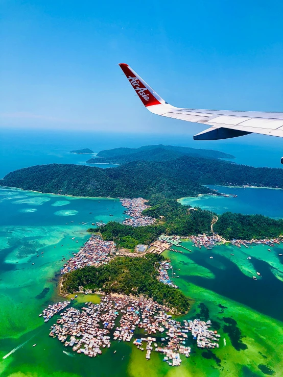 the view from a plane of an island