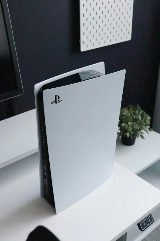 a white box sitting on top of a desk