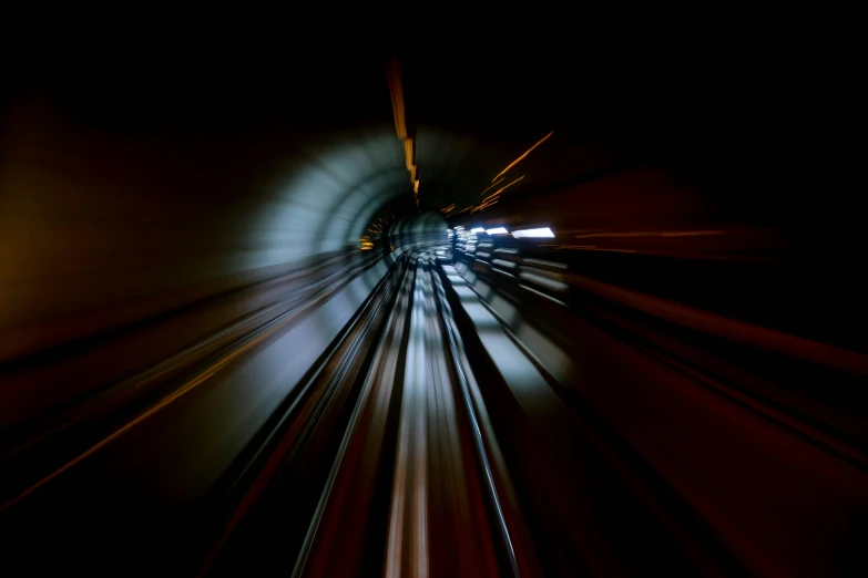 a long exposure po of moving railroad tracks