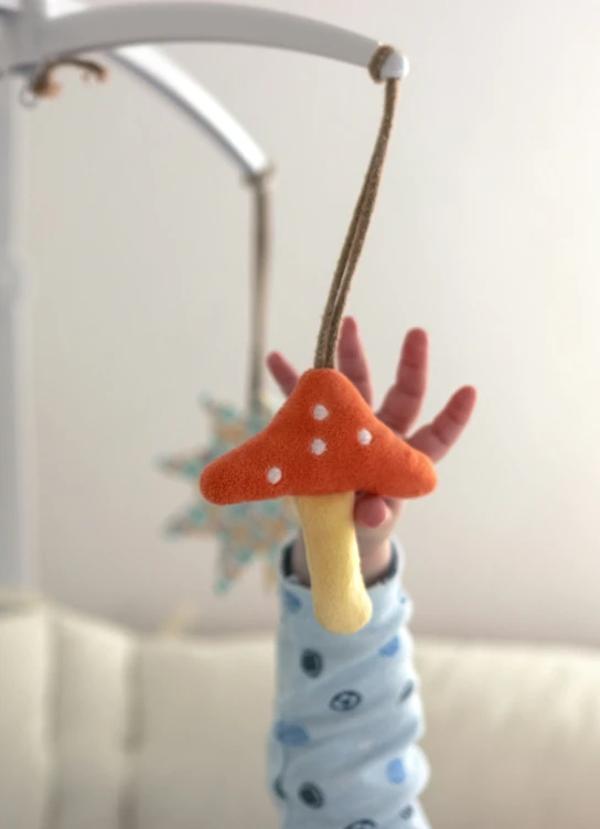 a little baby boy holding a small toy in a crib