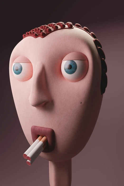 an image of a person wearing a mask with eyes and a cigarette