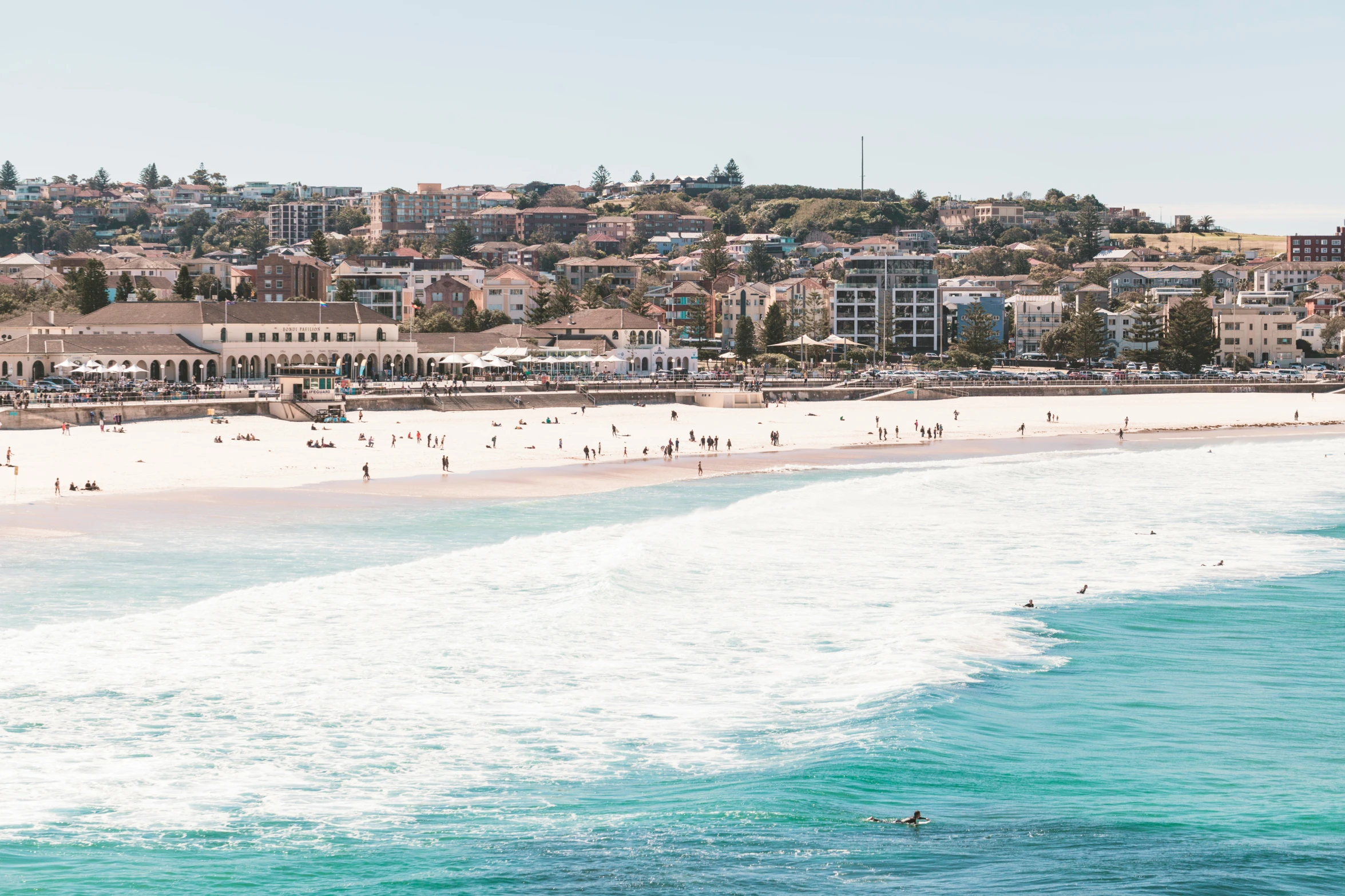 the beach and els in sydney, australia