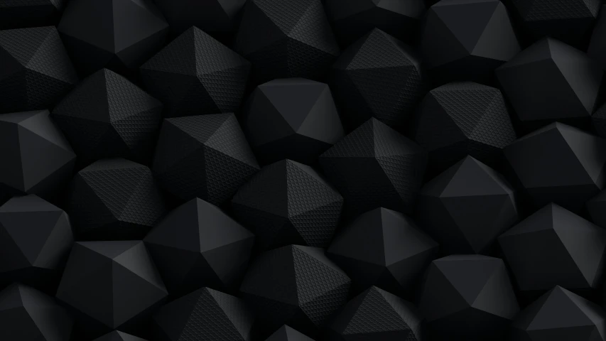 a large amount of black and white 3d shapes