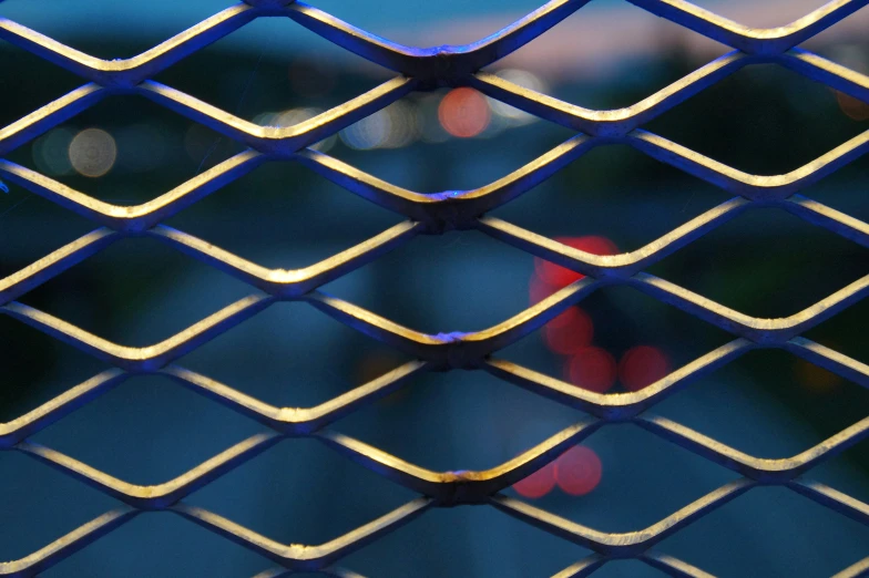 a close up view of a chain link fence