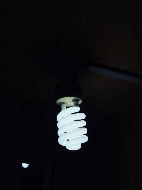 there is an energy saving light bulb in the dark