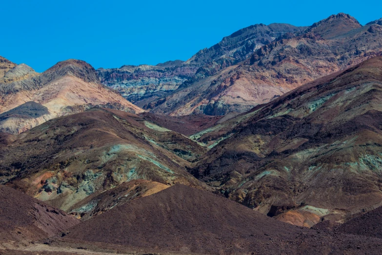 the top of mountains are colored in bright brown