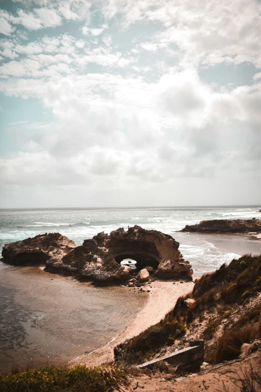 the view looking out from an overpass on the beach