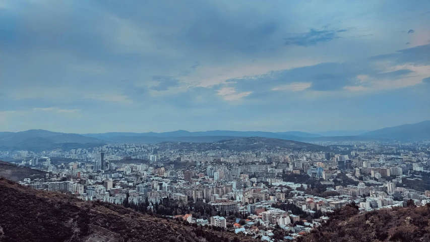 a large city in the distance on a clear day