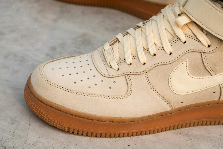 an ivory air force one has brown soles