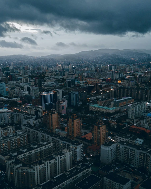 an overhead view of a large city at night