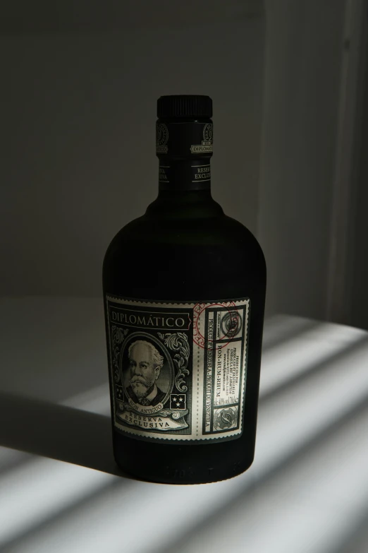 an old style bottle with a sticker in it