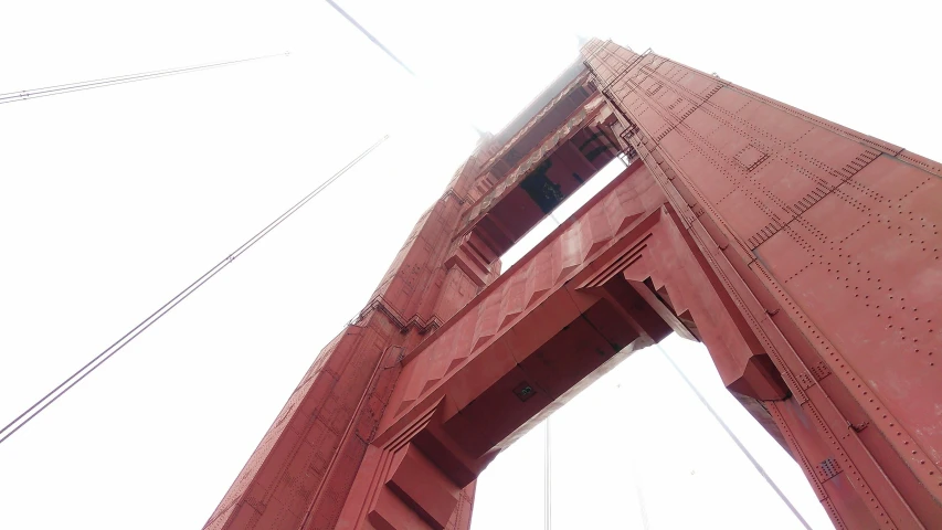 a view of the top of a large red structure