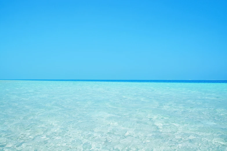 an ocean filled with blue water under a clear blue sky
