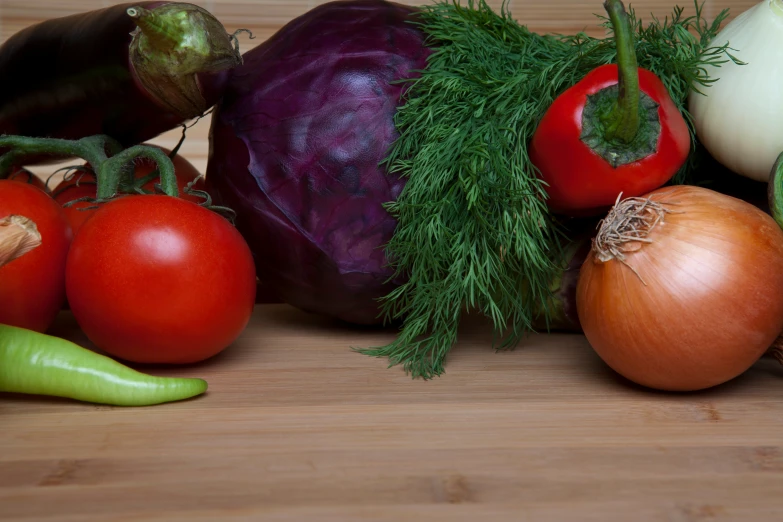 various fruits and vegetables placed in the same position