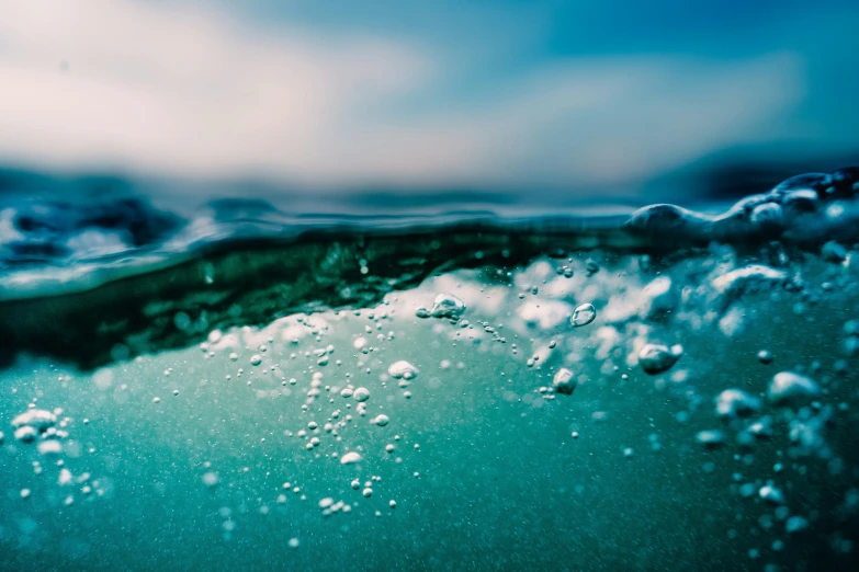 water bubbles on the surface of the ocean