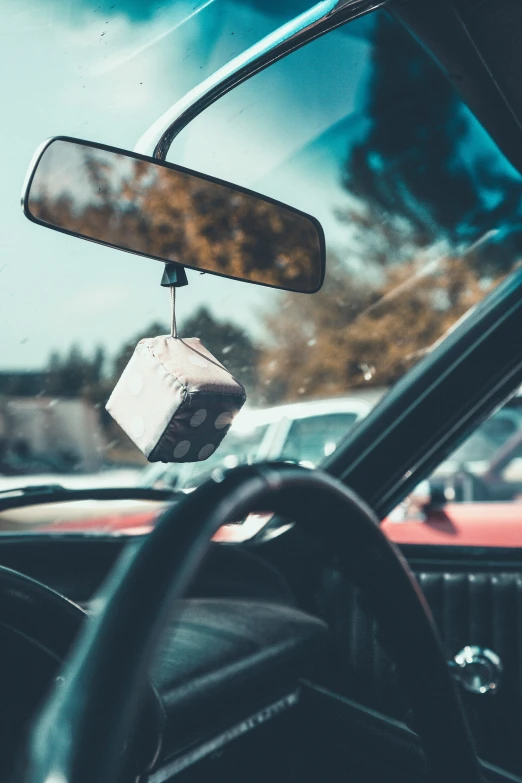 a po taken from inside a car looking outside the rear window