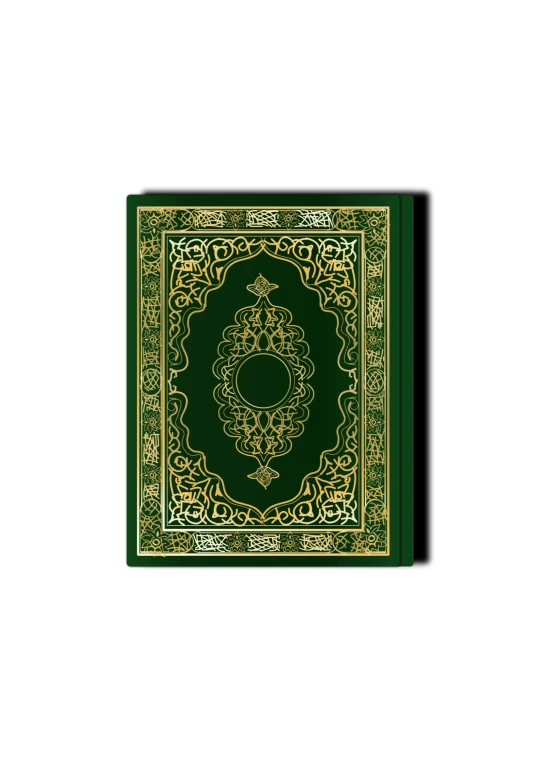a playing card with a green and gold design