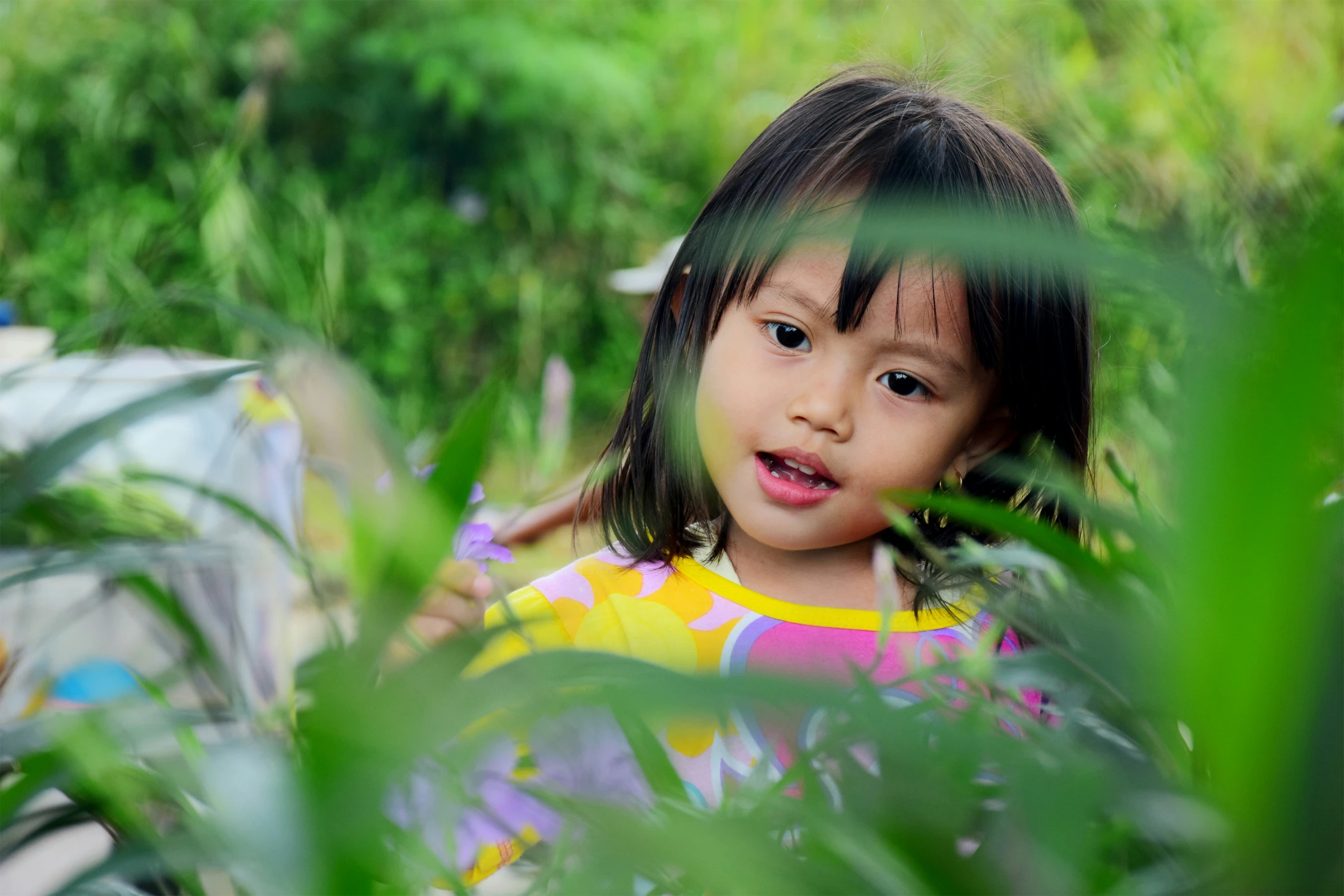 a child in a garden of tall grass
