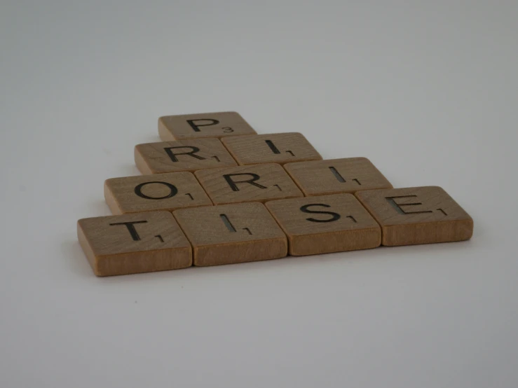 several scrabble tiles forming a pyramid saying priority torlisk