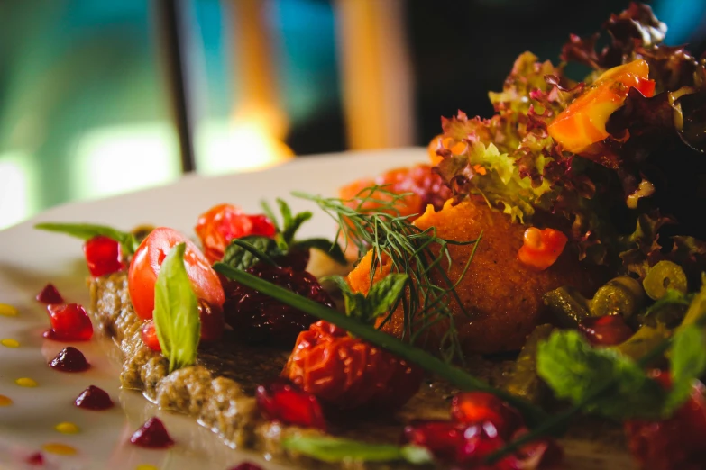 a close up of food on a plate