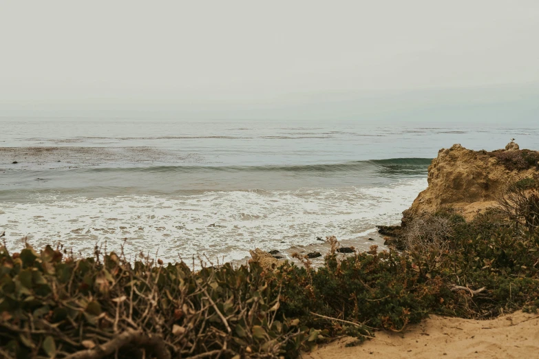 a man riding a surfboard on top of a wave next to the ocean