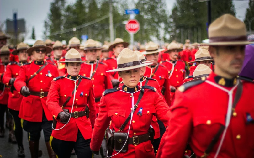 soldiers from the royal mounted guard in the parade