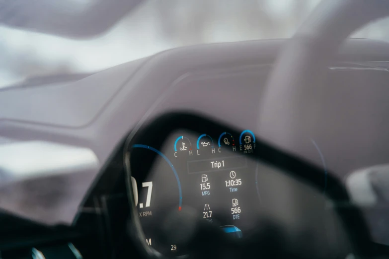 a dashboard s from the drivers seat of a car