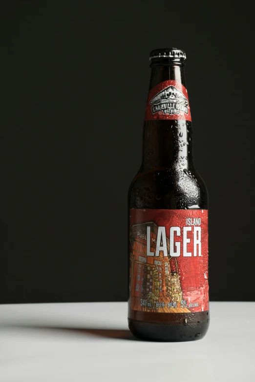 a bottle of beer sitting on a counter