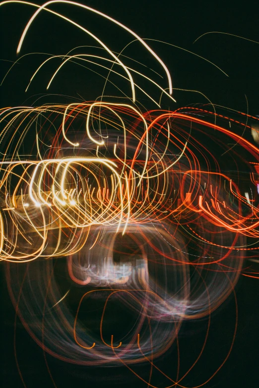 colorful, circularly blurry images of fireflies