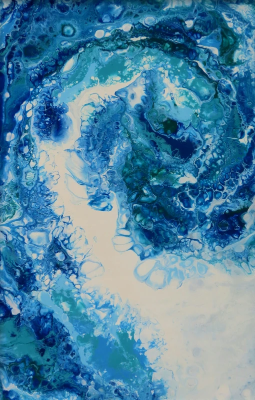 painting with blue and green swirled colors