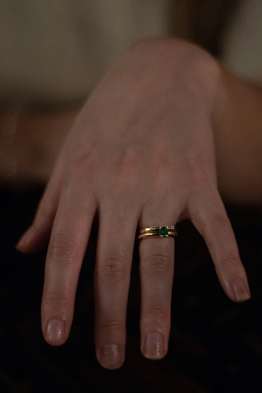 the finger of a woman with a yellow gold ring