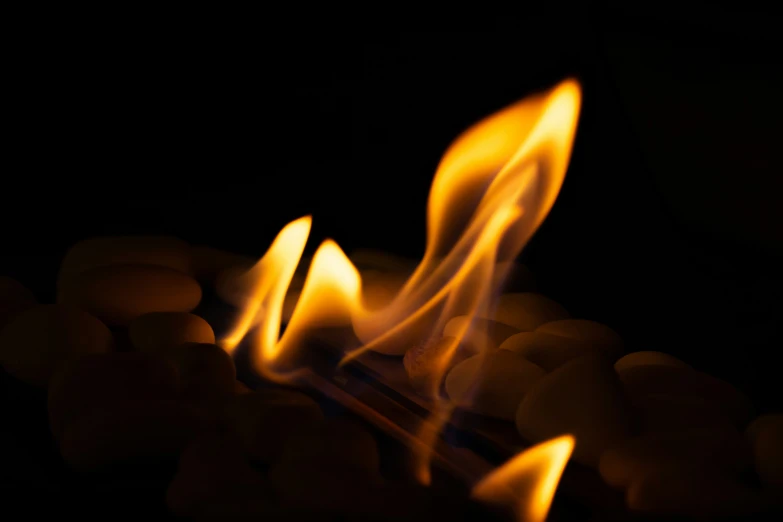 closeup of fire flames on a black background