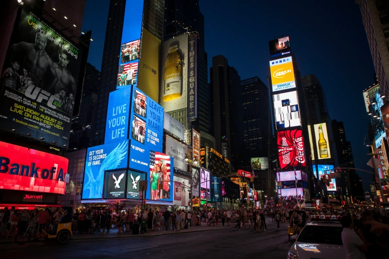 this image shows a city street at night