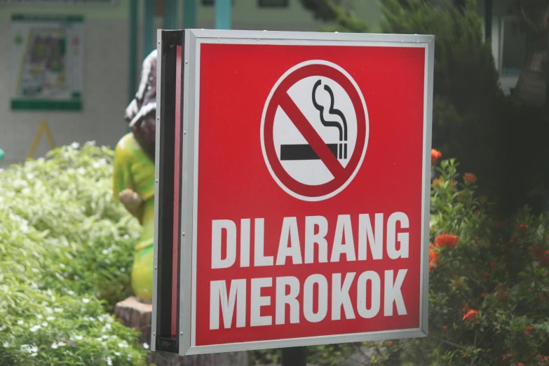 a sign stating that smoking is prohibited in the street