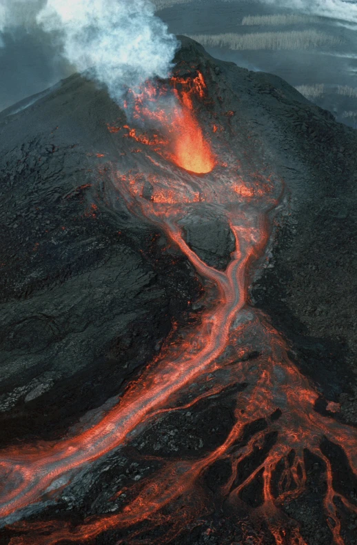 there is an active volcano that has lava on it