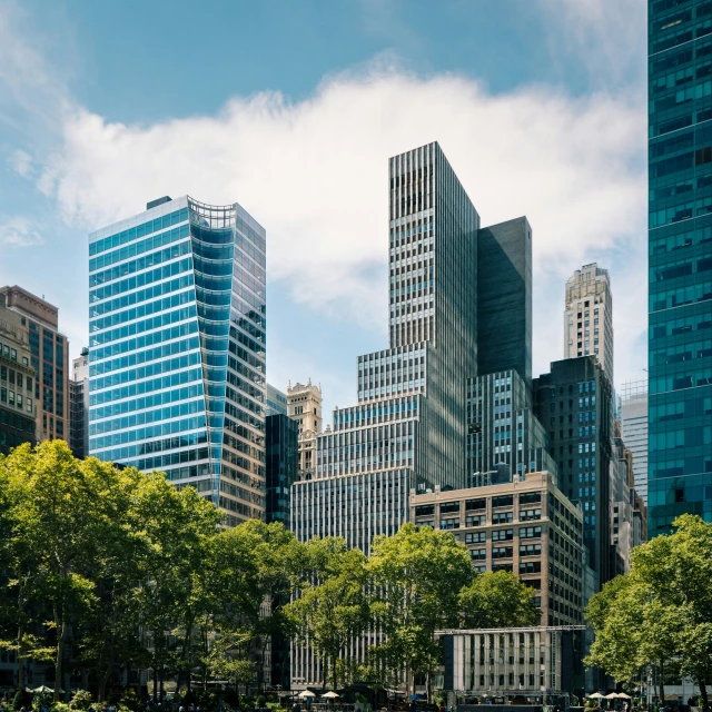 a view of some very tall buildings