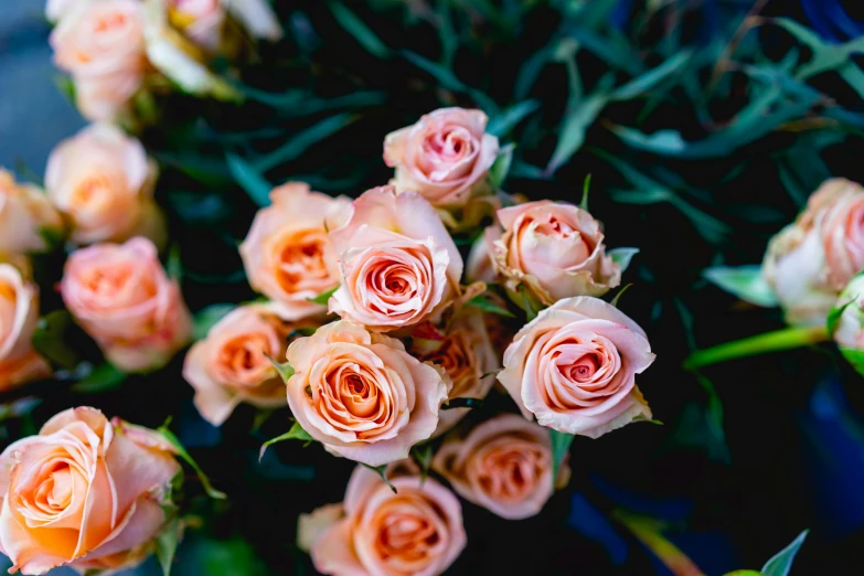 a large bouquet of flowers that are pink