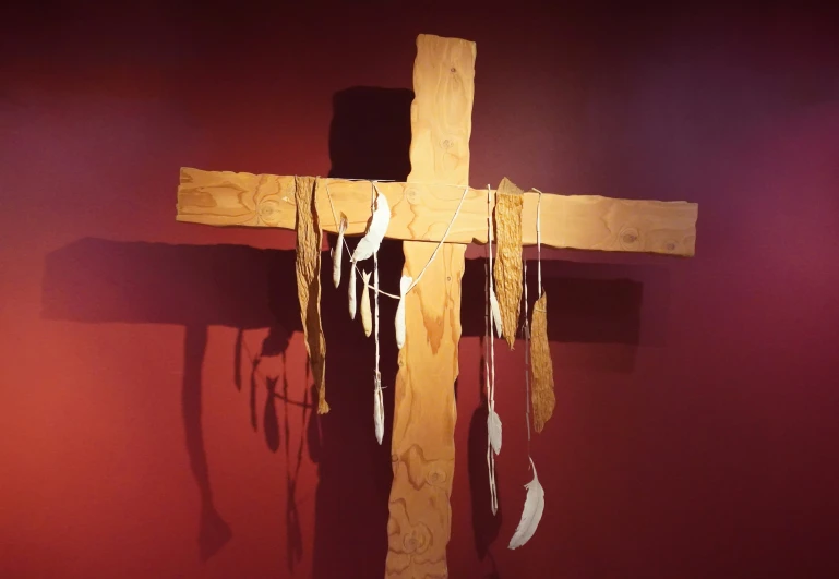 an image of a wooden crucifix in the church