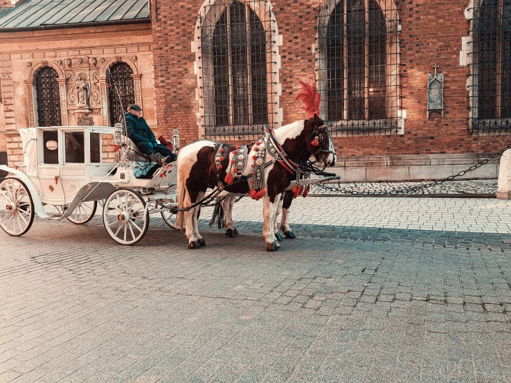 a man is riding a cart pulled by a horse