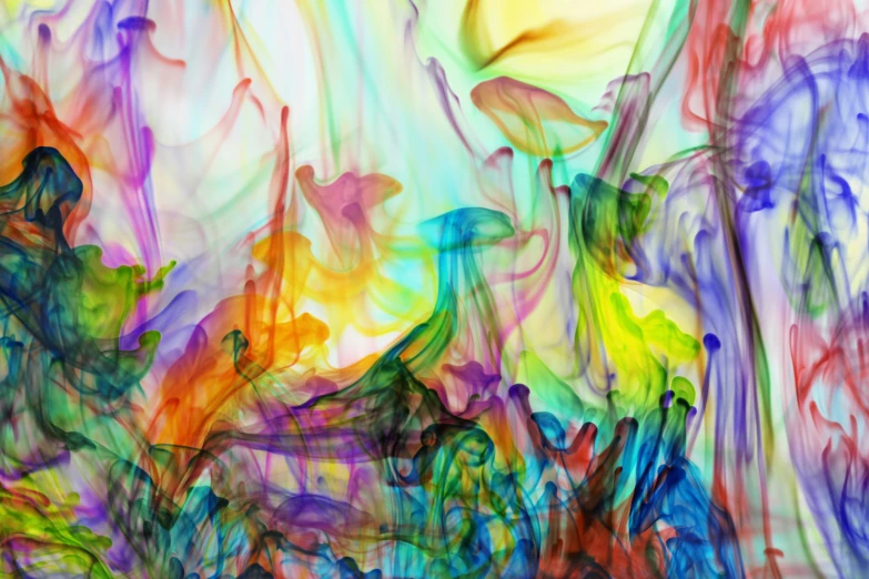 fluid painting on canvas with different colors and shapes