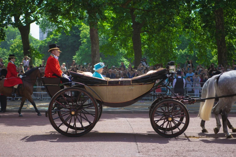 the man in a top hat is being pulled by a small horse