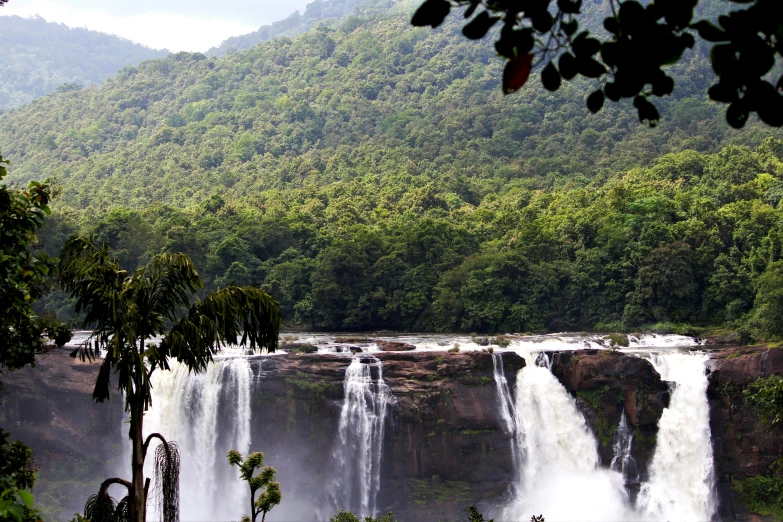 an over head view of water falling from a waterfall