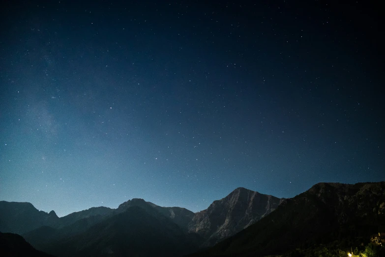 a night time po of mountains and a sky full of stars